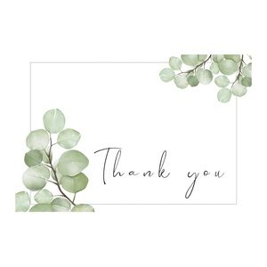 5/$25 10 Botanical Thank You Cards with Green Leaves